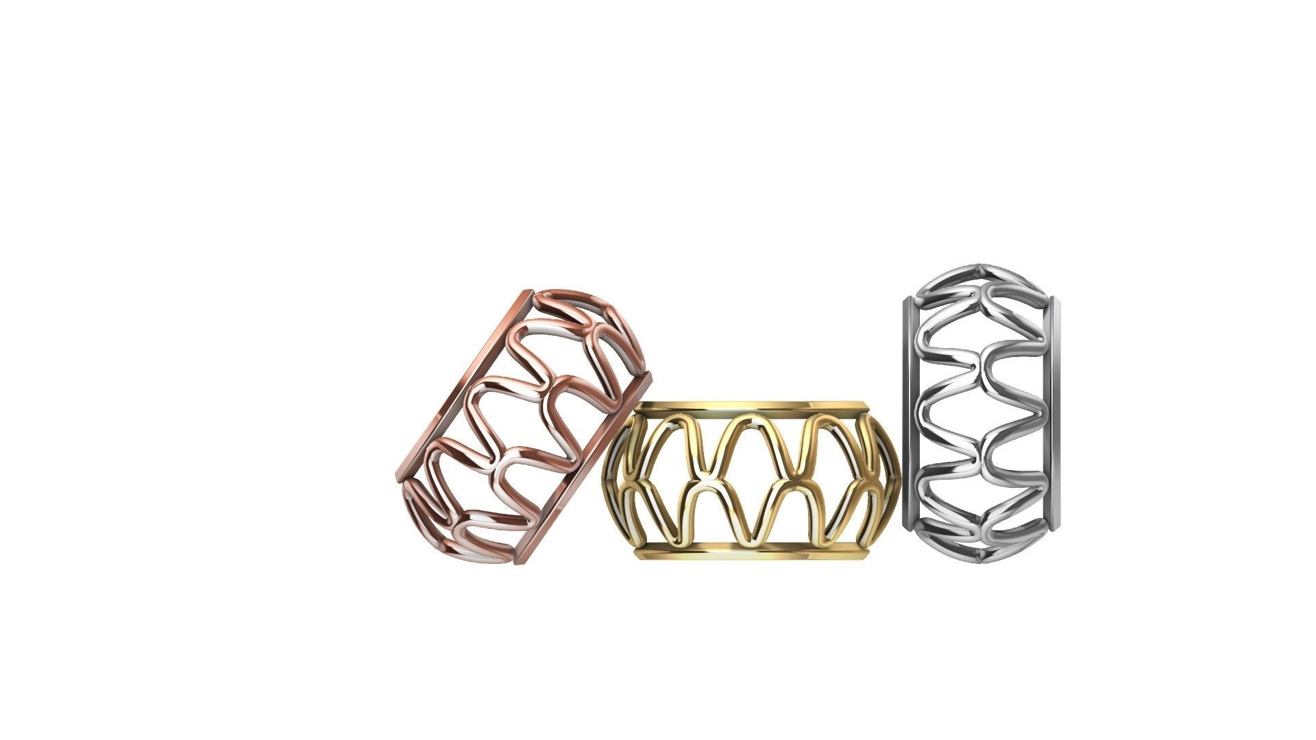 Patterned ring set 001 3D print model 3D print model_3