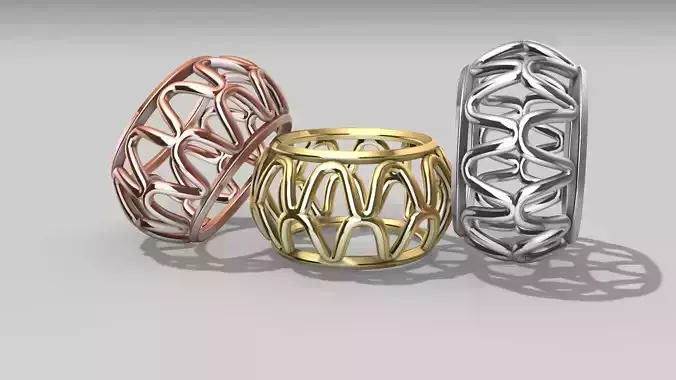 Patterned ring set 001 3D print model
