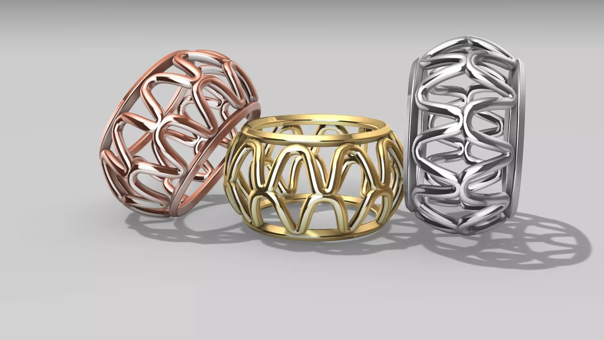 Patterned ring set 001 3D print model 3D print model_0