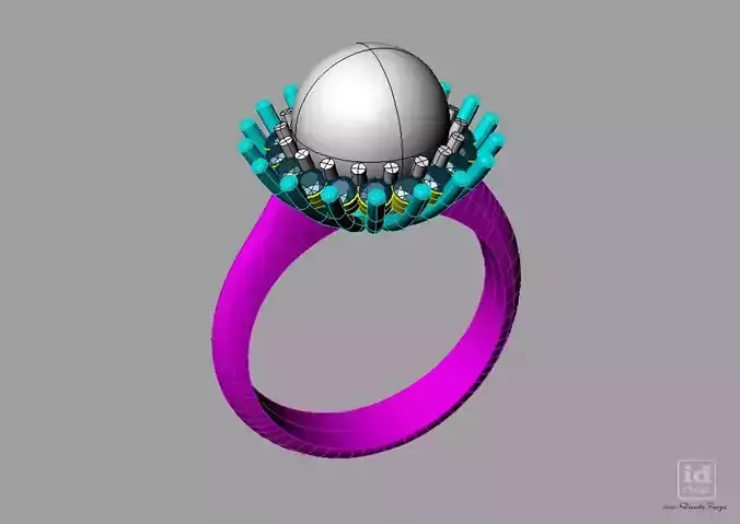 Ring with perl diamonds anello con perla thaiti diamanti AP2422 3D print model