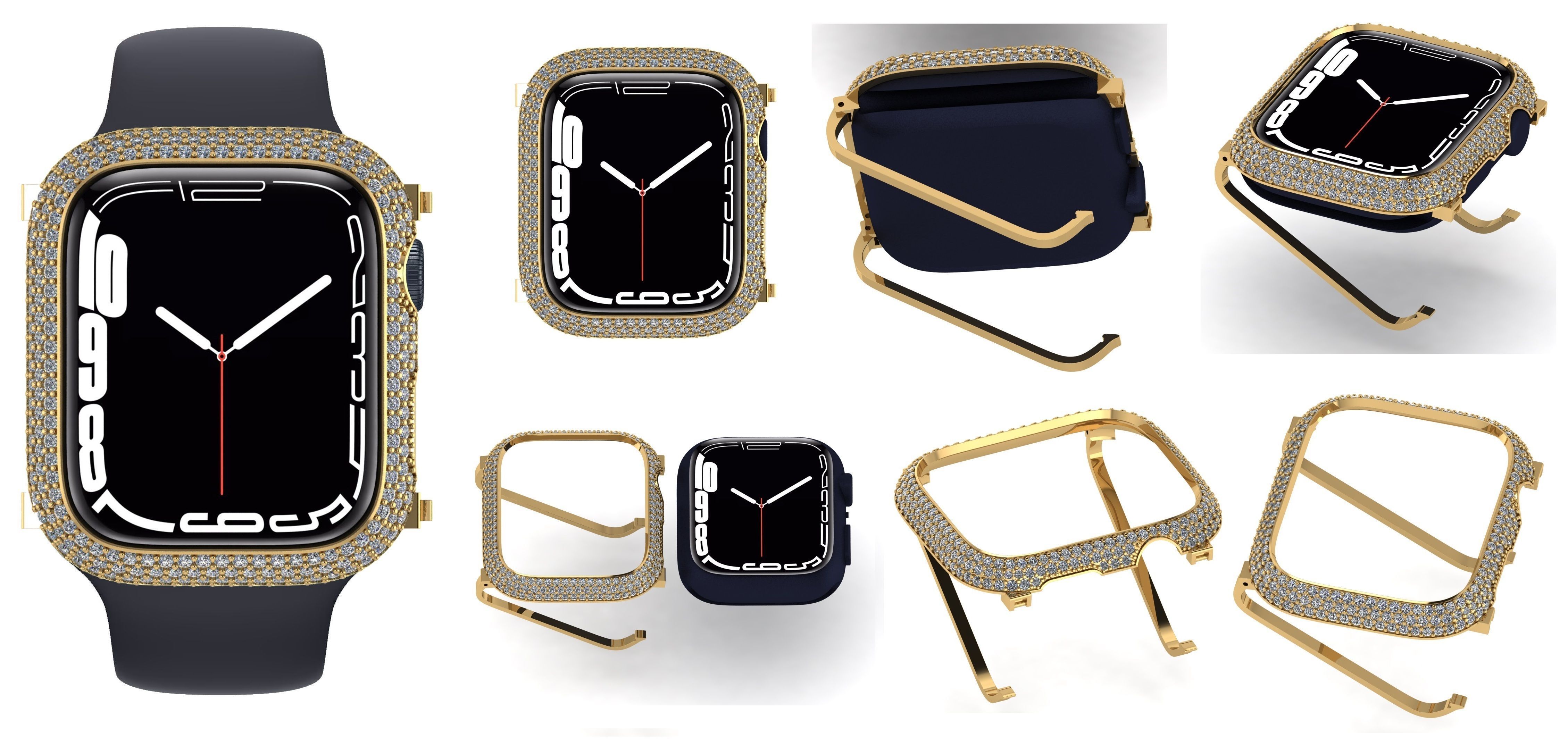 Case For Apple Watch Series 7  45mm Diamond Cover 3D print model 3D print model_1