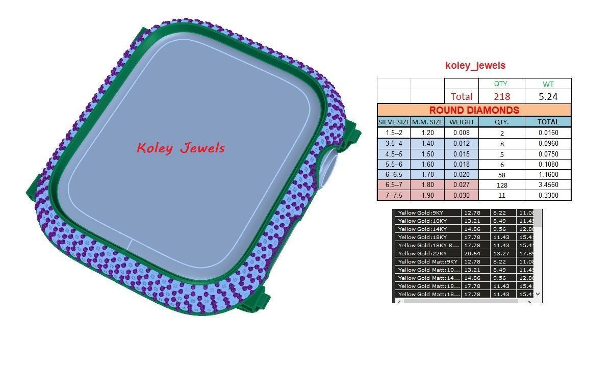 Case For Apple Watch Series 7  45mm Diamond Cover 3D print model 3D print model_10