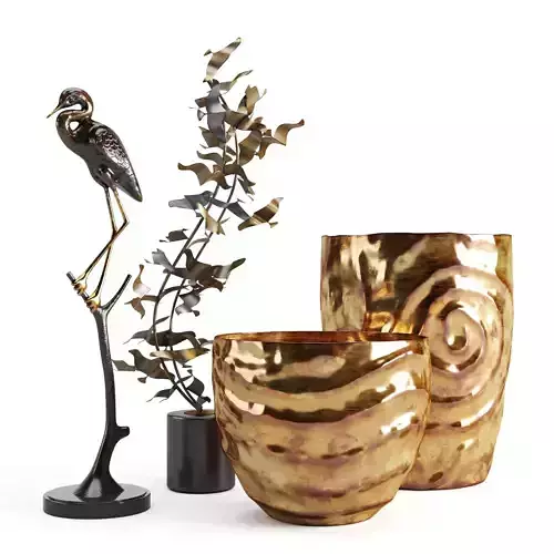 Decorative Set three vases and bird