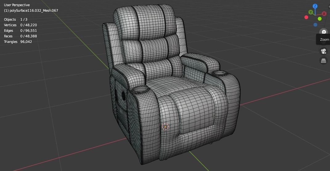 Recliner chair Low-poly 3D model_14