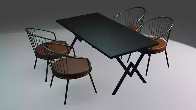 Table and Chairs Free 3D model