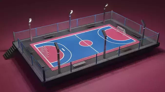 Handball Court Low-poly 3D model