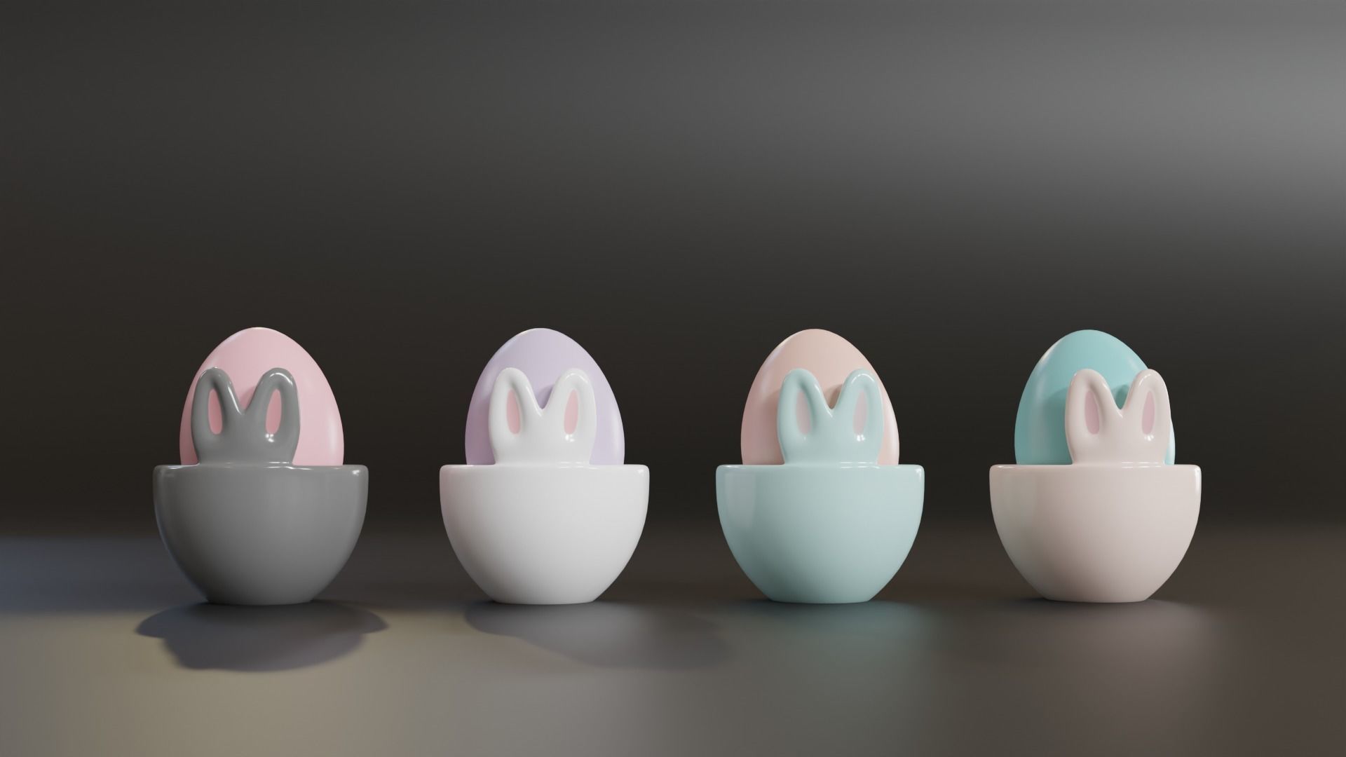 Easter Eggs in Bunny Cups  3D model_9