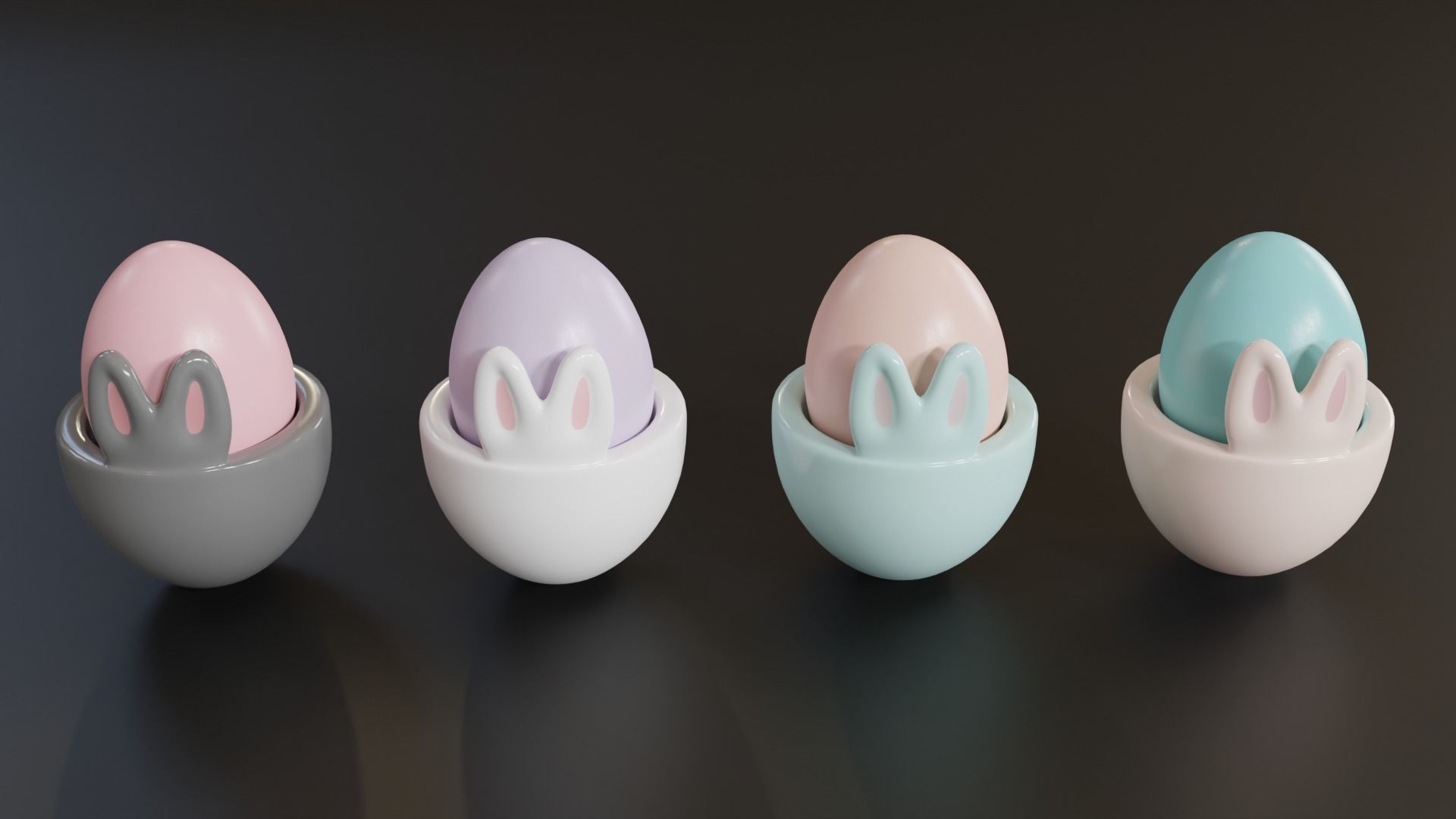 Easter Eggs in Bunny Cups  3D model_8