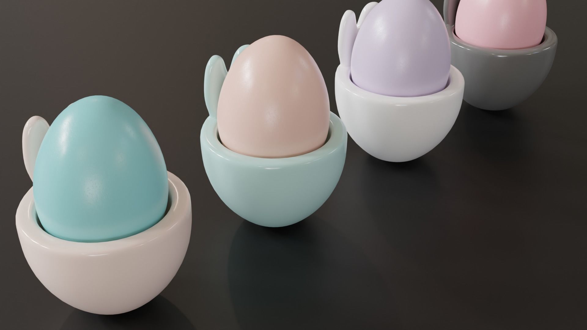 Easter Eggs in Bunny Cups  3D model_4
