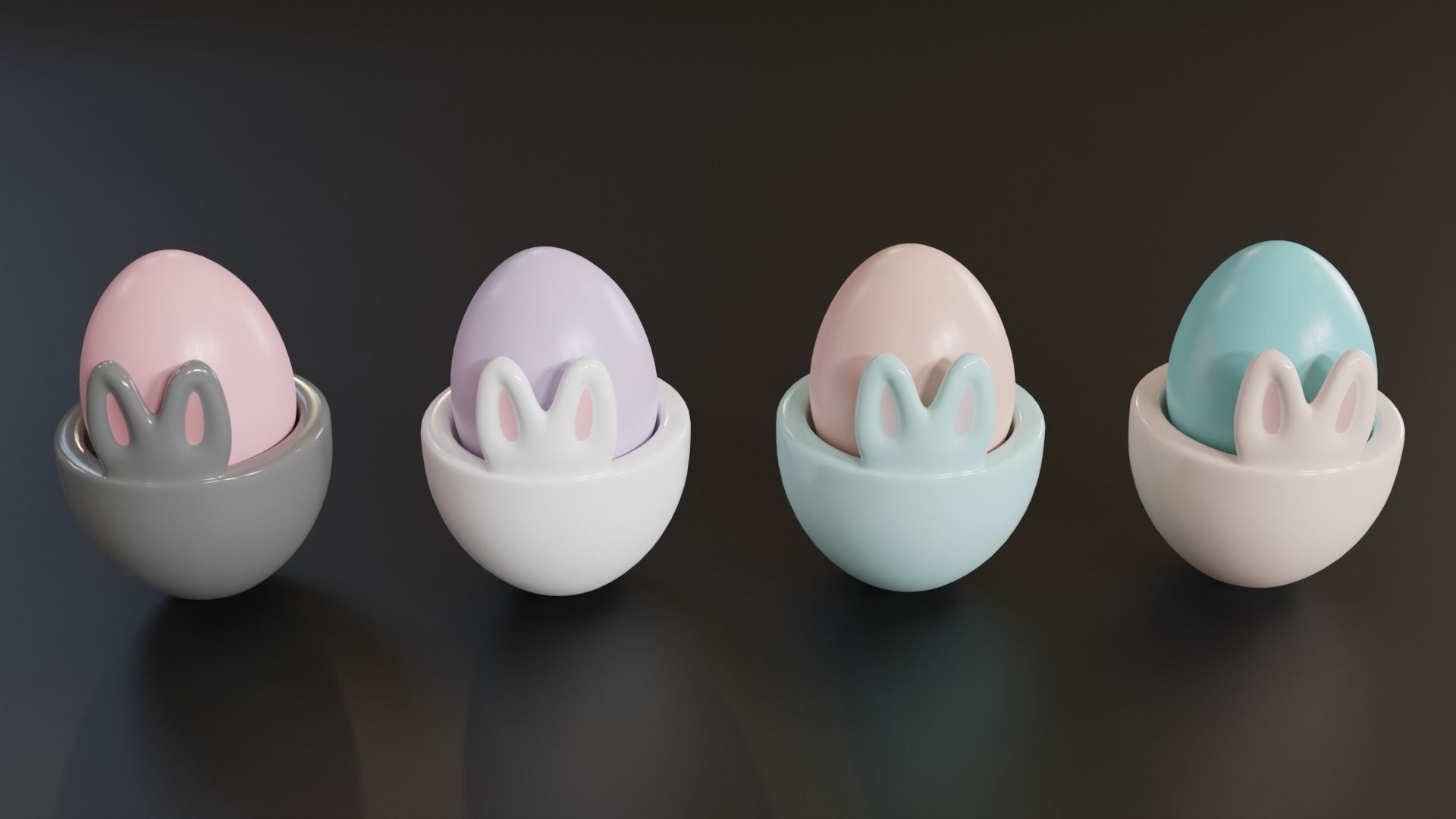 Easter Eggs in Bunny Cups  3D model_7