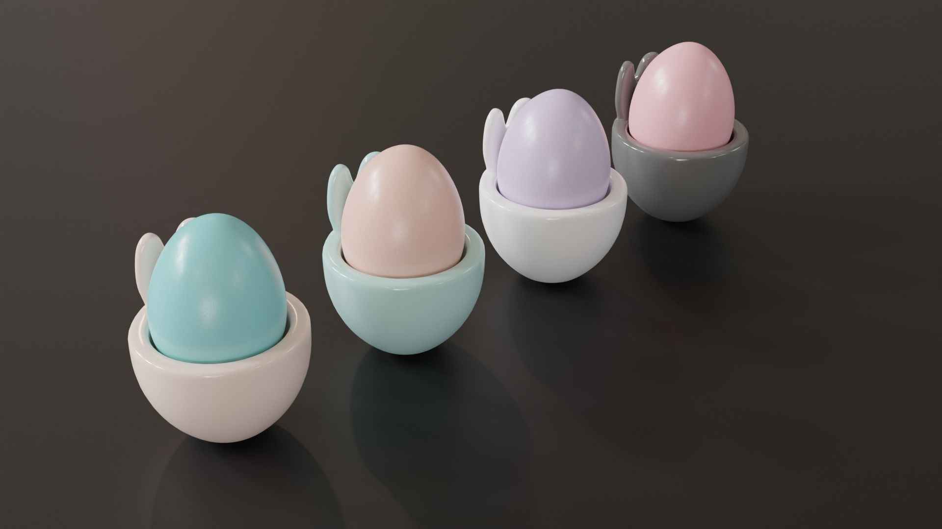 Easter Eggs in Bunny Cups  3D model_5