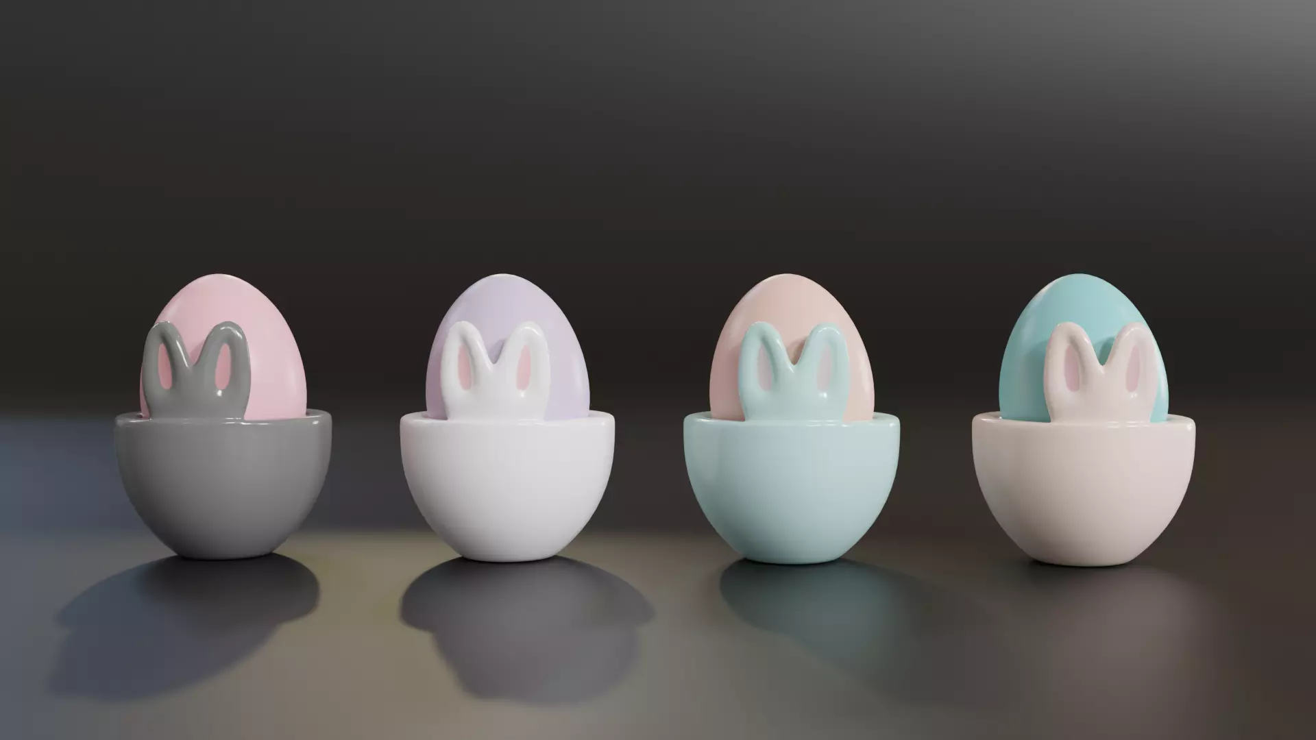 Easter Eggs in Bunny Cups  3D model_0