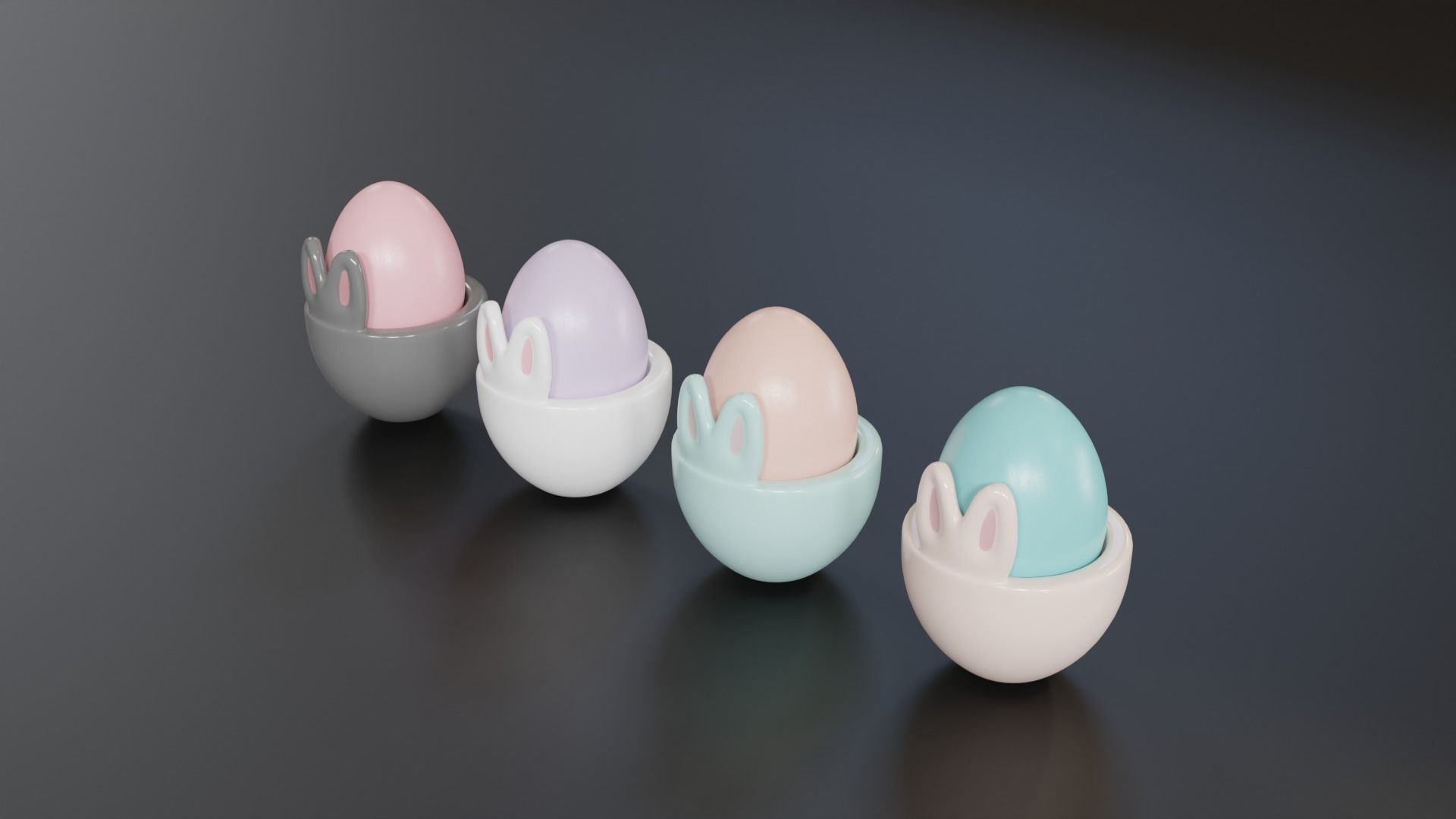 Easter Eggs in Bunny Cups  3D model_1