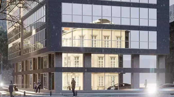 Glass Building 01 Low-poly 3D model