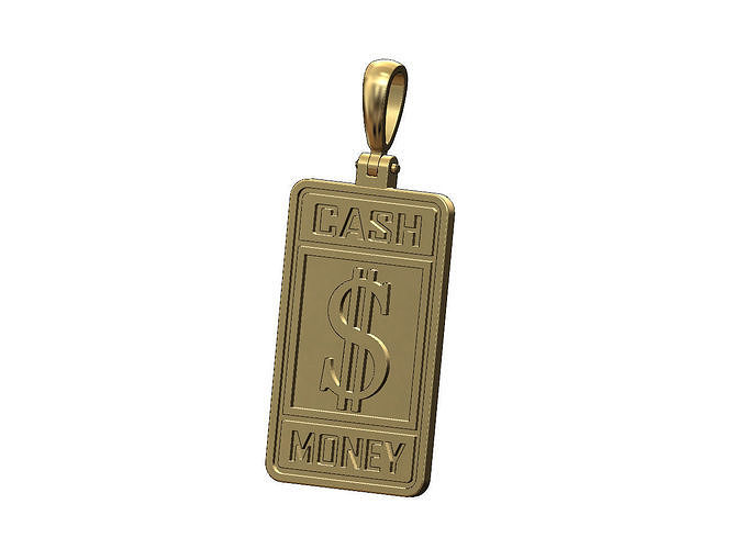 Cash money rectangular pendant with bail 3D print model