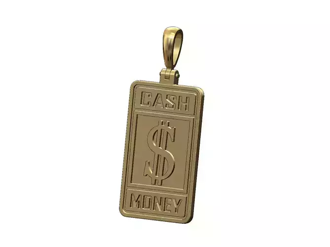 Cash money rectangular pendant with bail