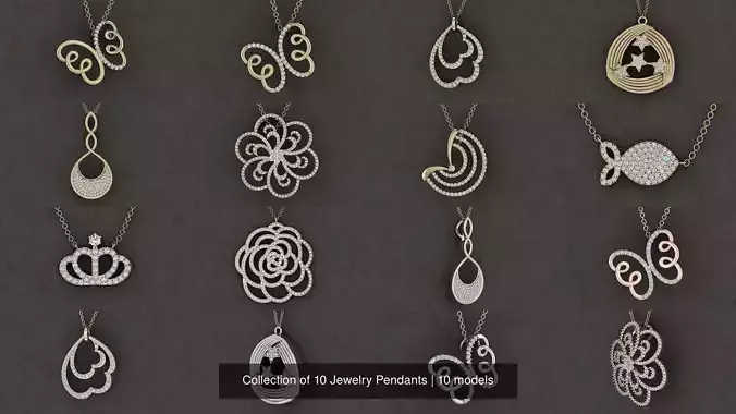 Collection of 10 Jewelry Pendants