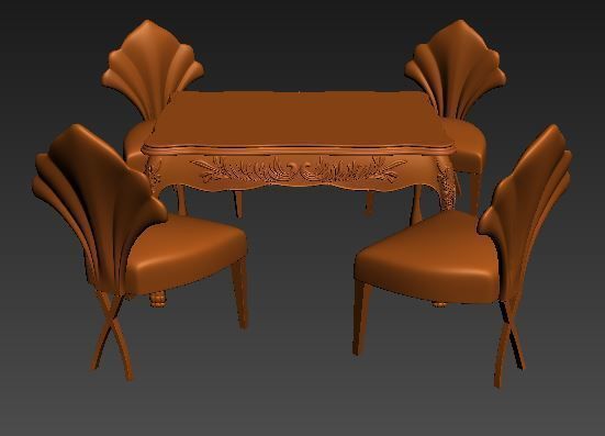 Classical Dining set Low-poly 3D model_7