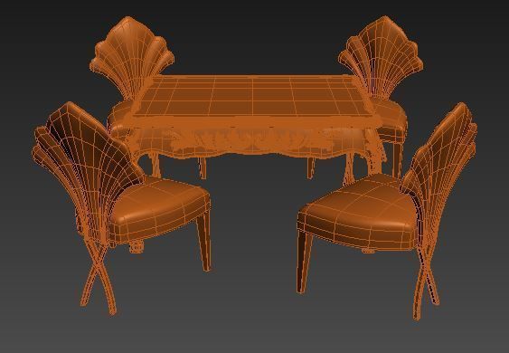 Classical Dining set Low-poly 3D model_8