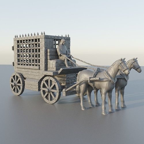 Medieval Prisoner Carriage Tabletop Terrain 28 mm 3D print model