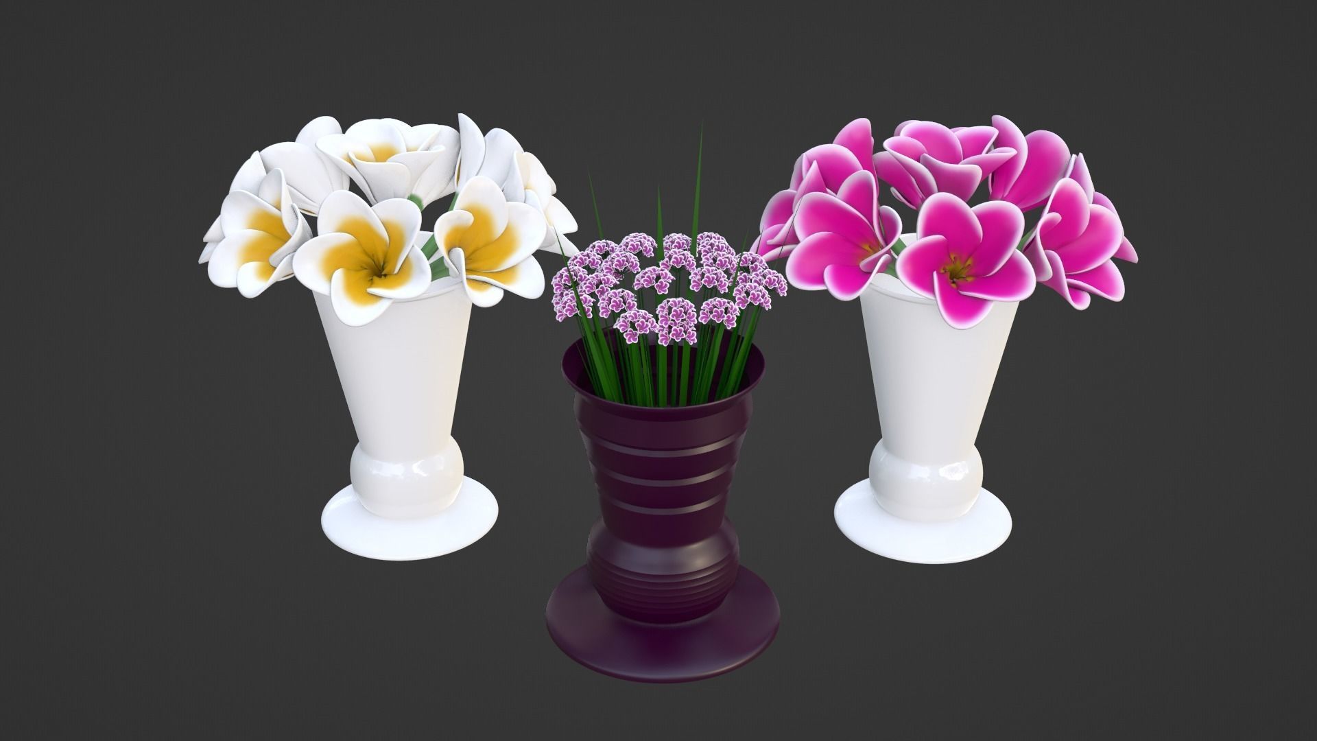 Decor bouquet of flowers in a vase 3D Model Collection_1