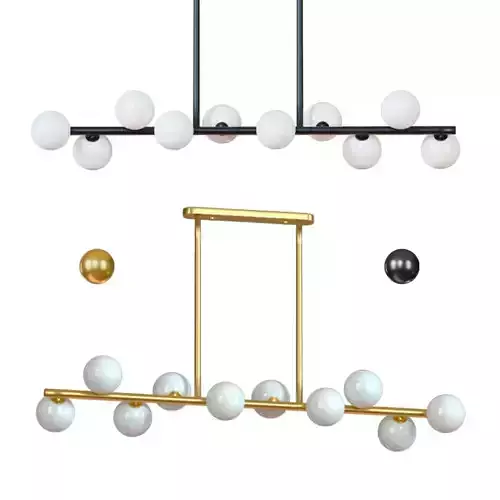 Odin - Glass Globe Chandelier Low-poly 3D model