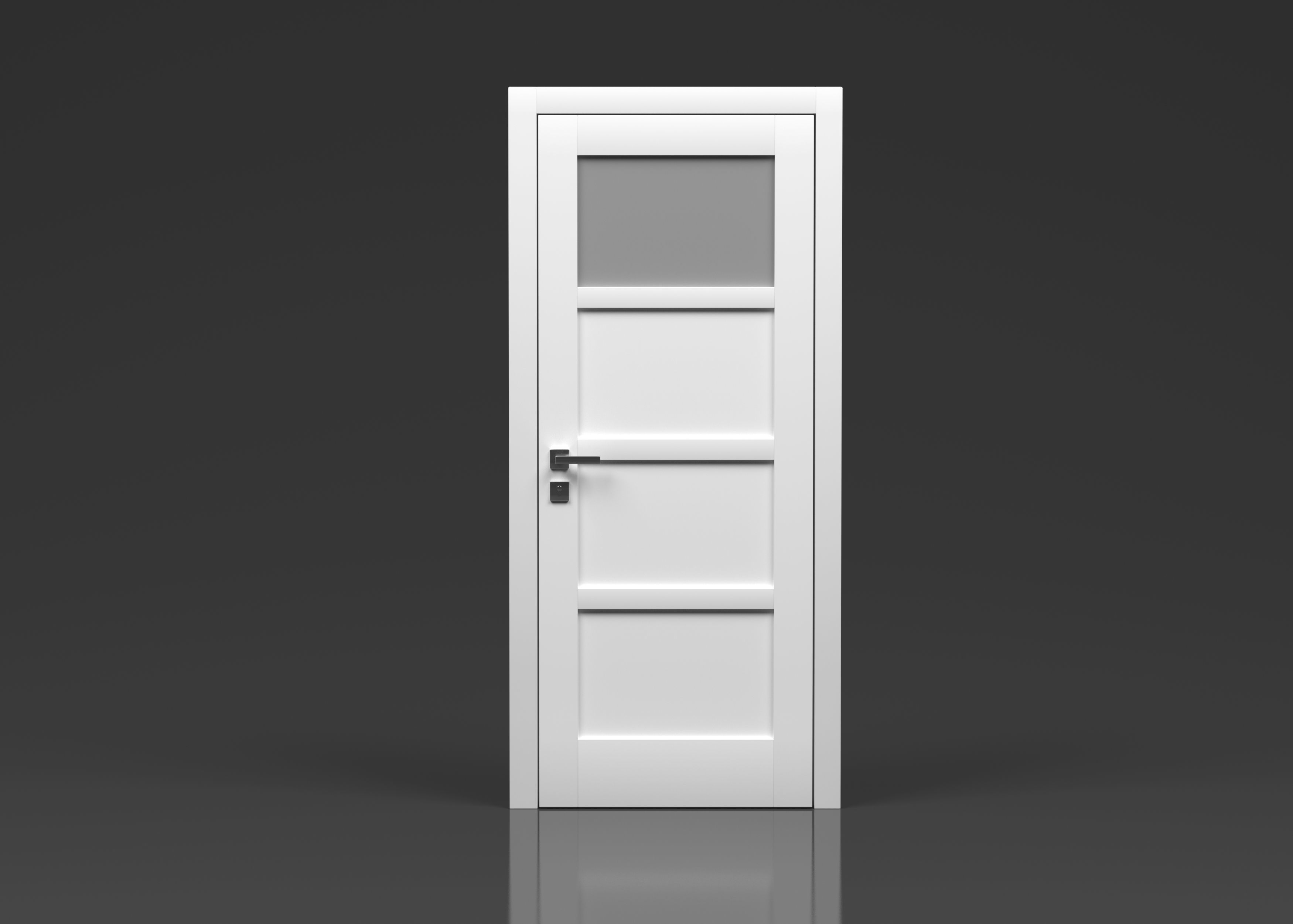 Simple white door  3D model_2