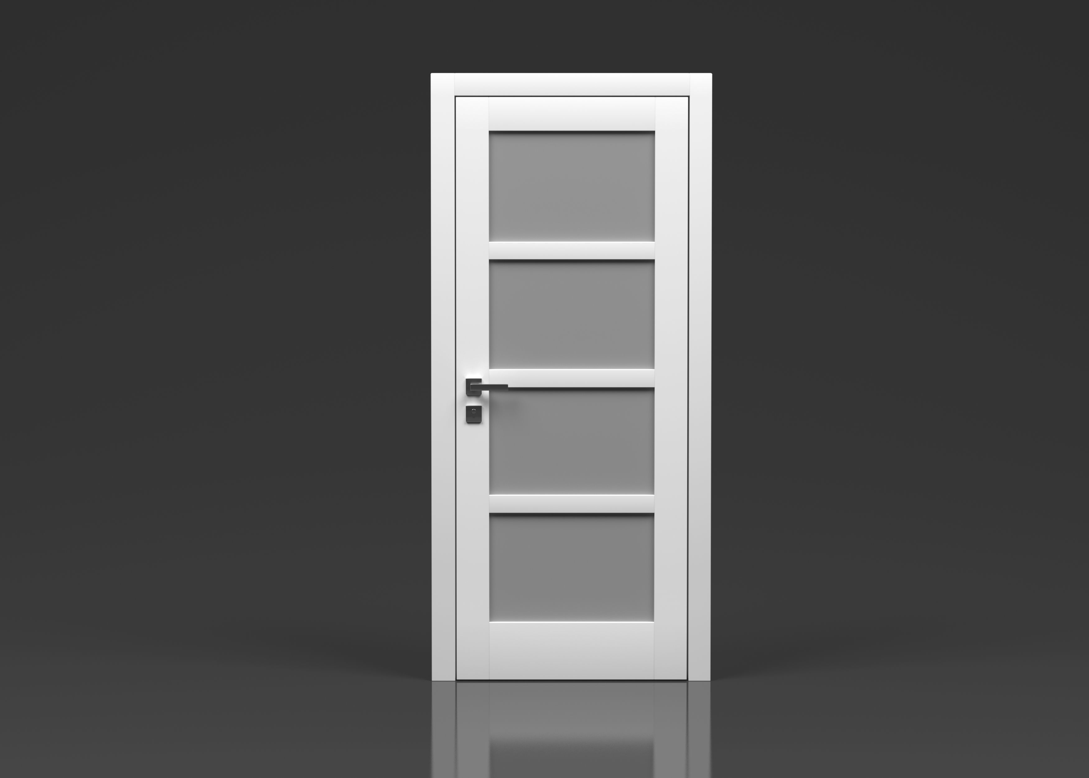 Simple white door  3D model_5
