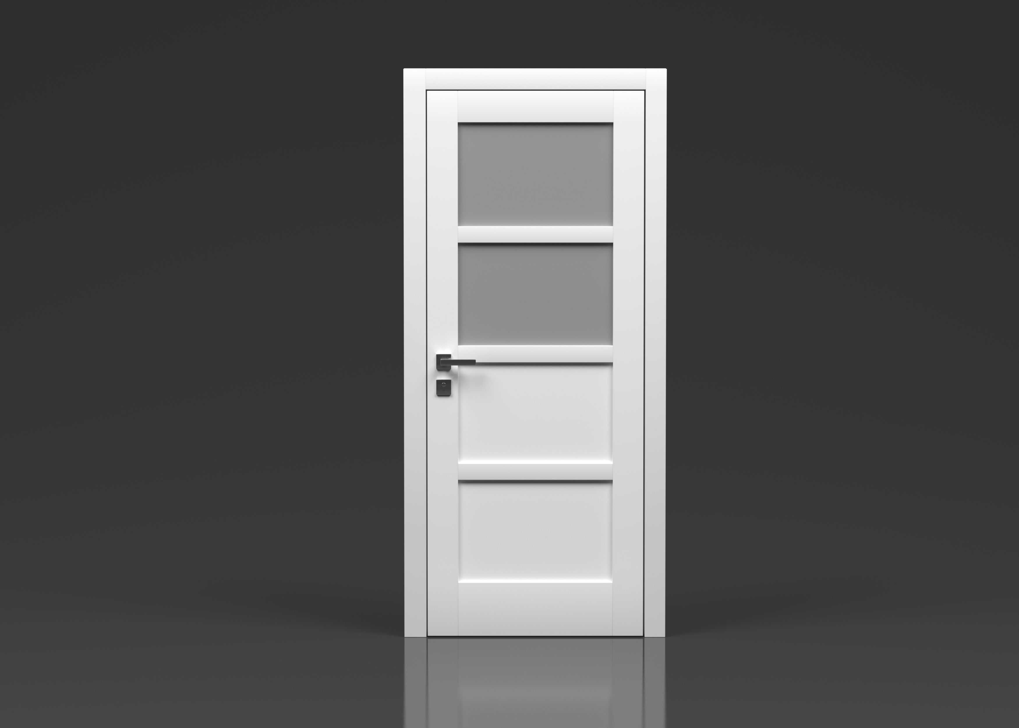 Simple white door  3D model_3