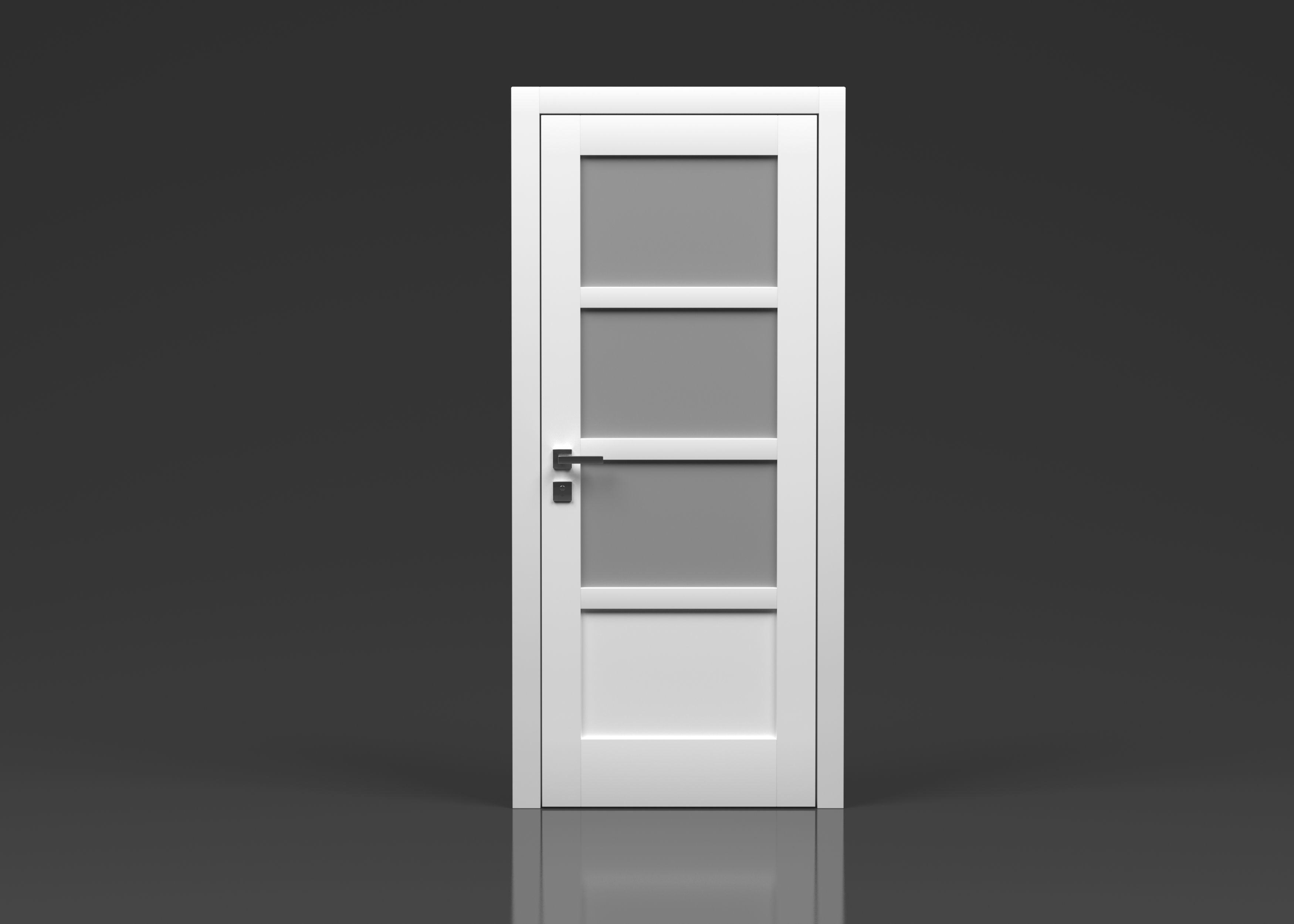 Simple white door  3D model_4