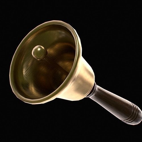 Hand ALTAR BELL in walnut Low-poly 3D model