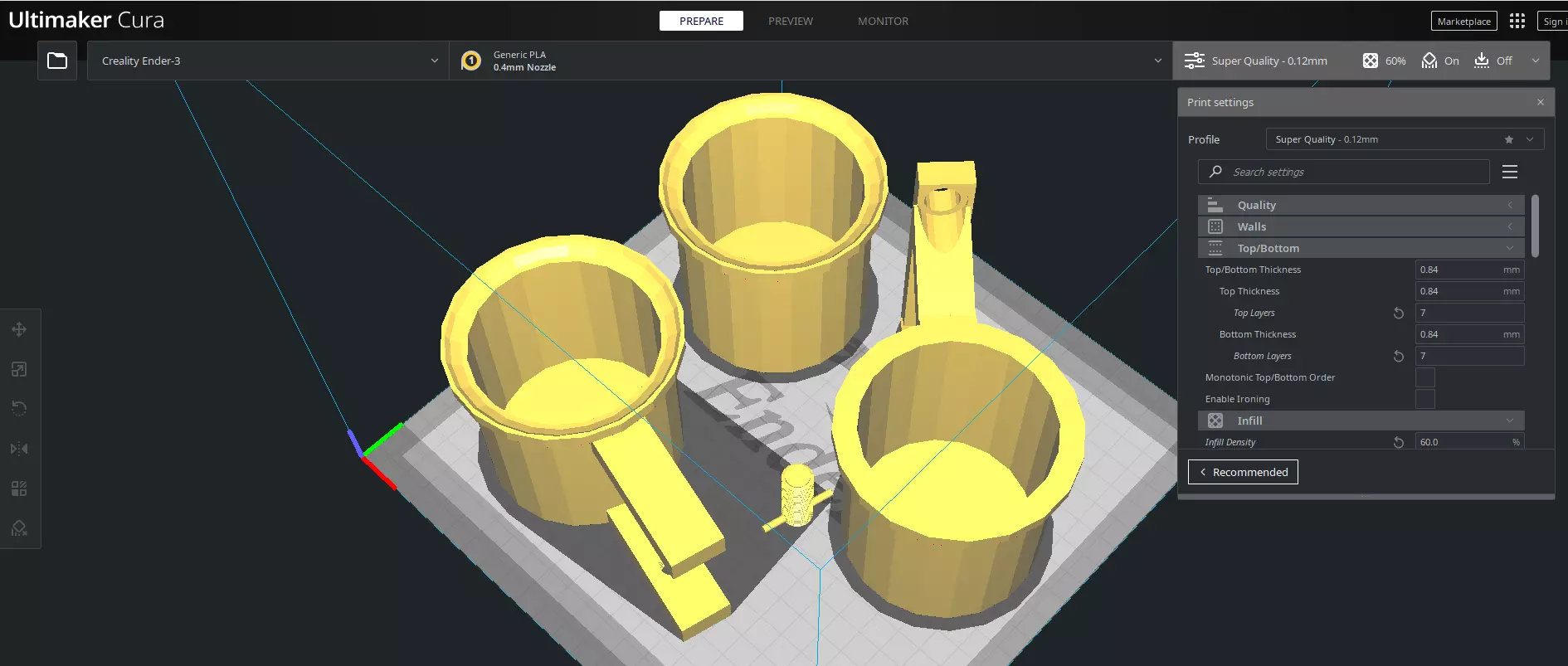 Various Cup Designs Recessed Hanging and Mount 3D print model