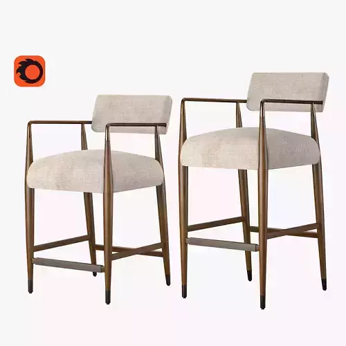 Waldon Thames Coal Bar Stool -  Waldon Counter Stool  3D model