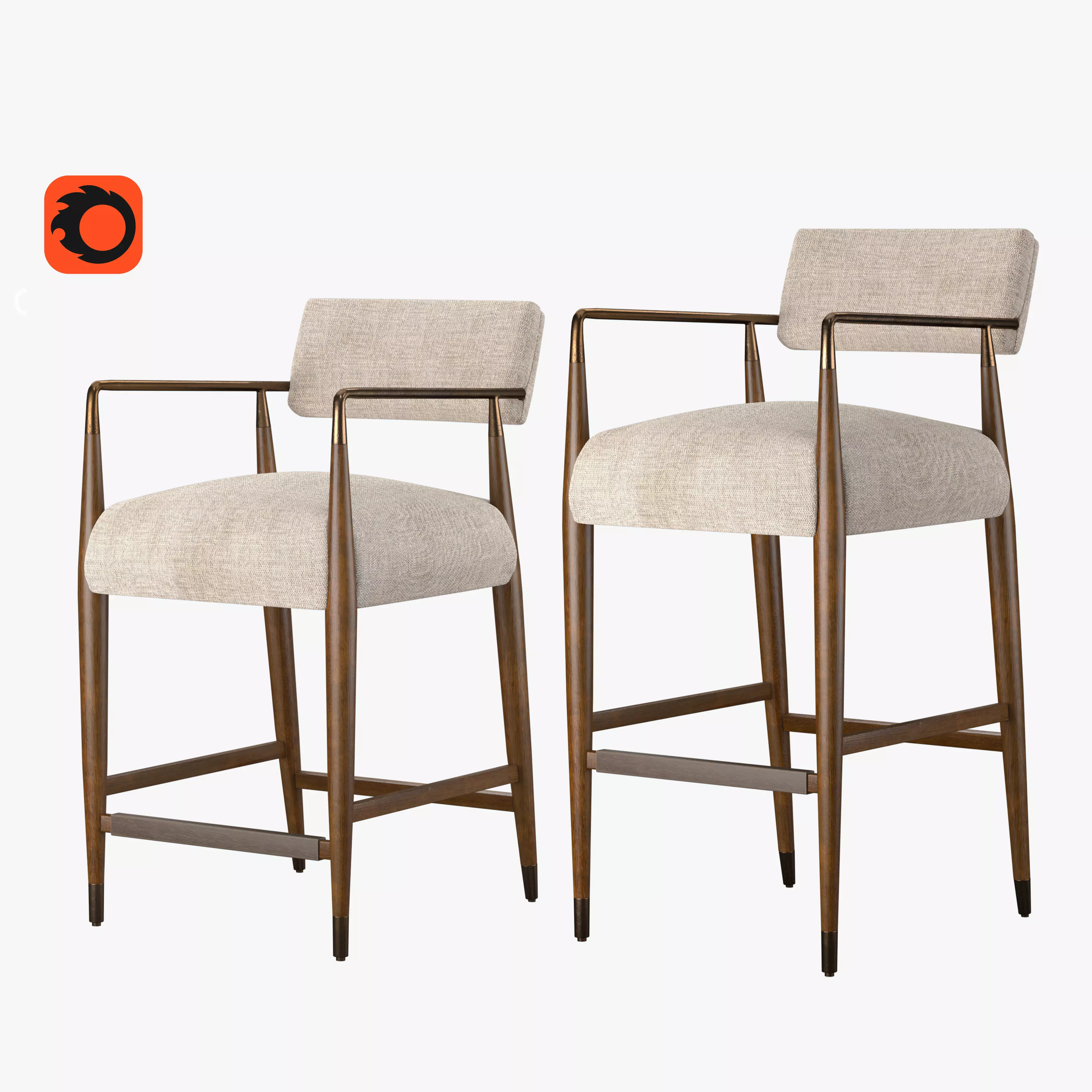 Waldon Thames Coal Bar Stool - Waldon Counter Stool 3D model_0