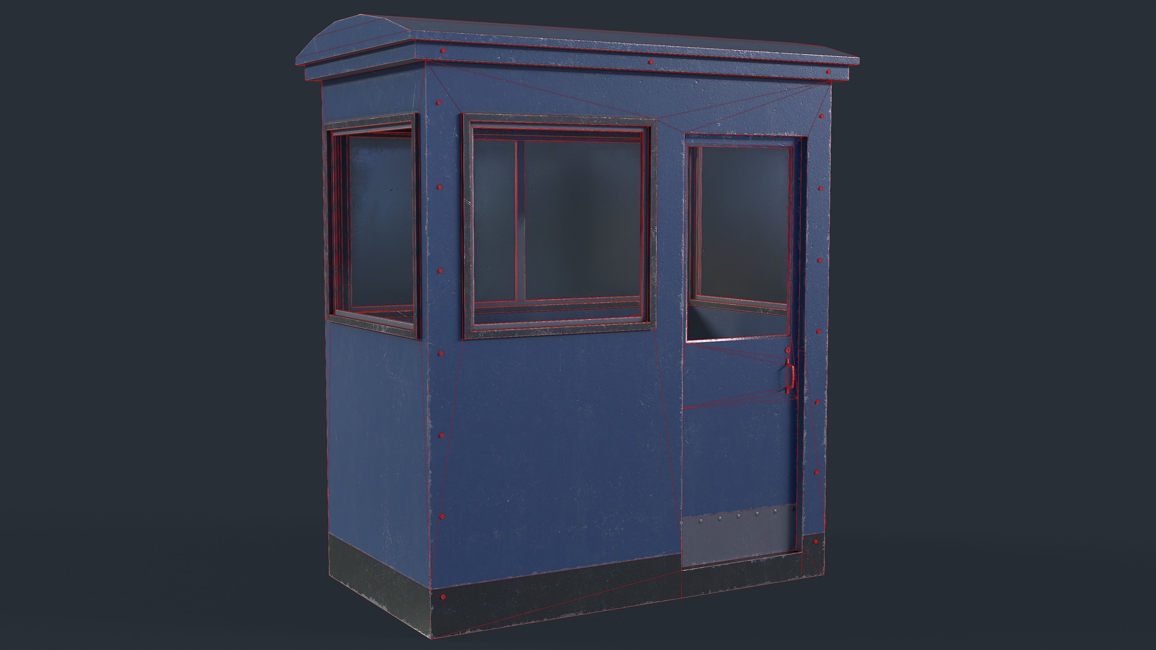 Checkpoint Security Booth Low-poly 3D model_9