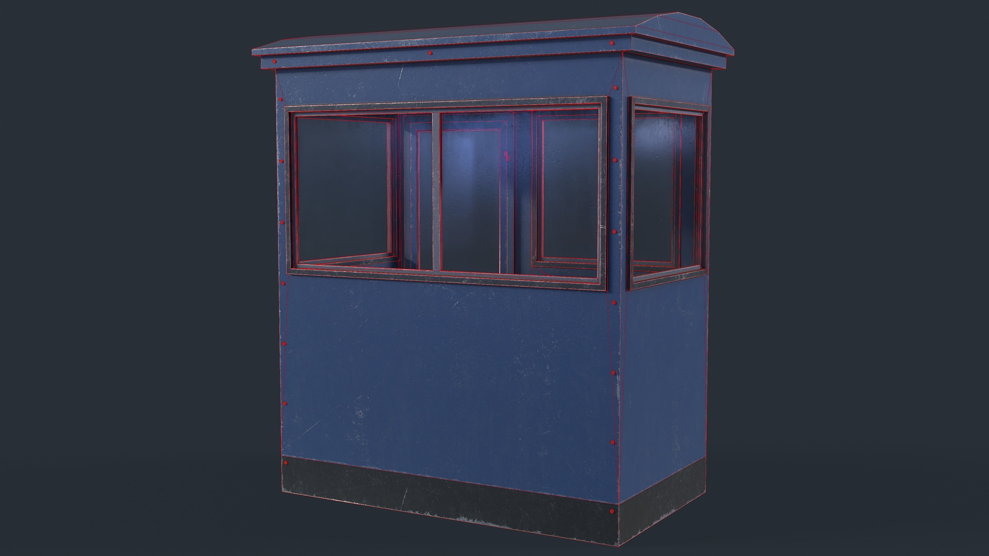 Checkpoint Security Booth Low-poly 3D model_13