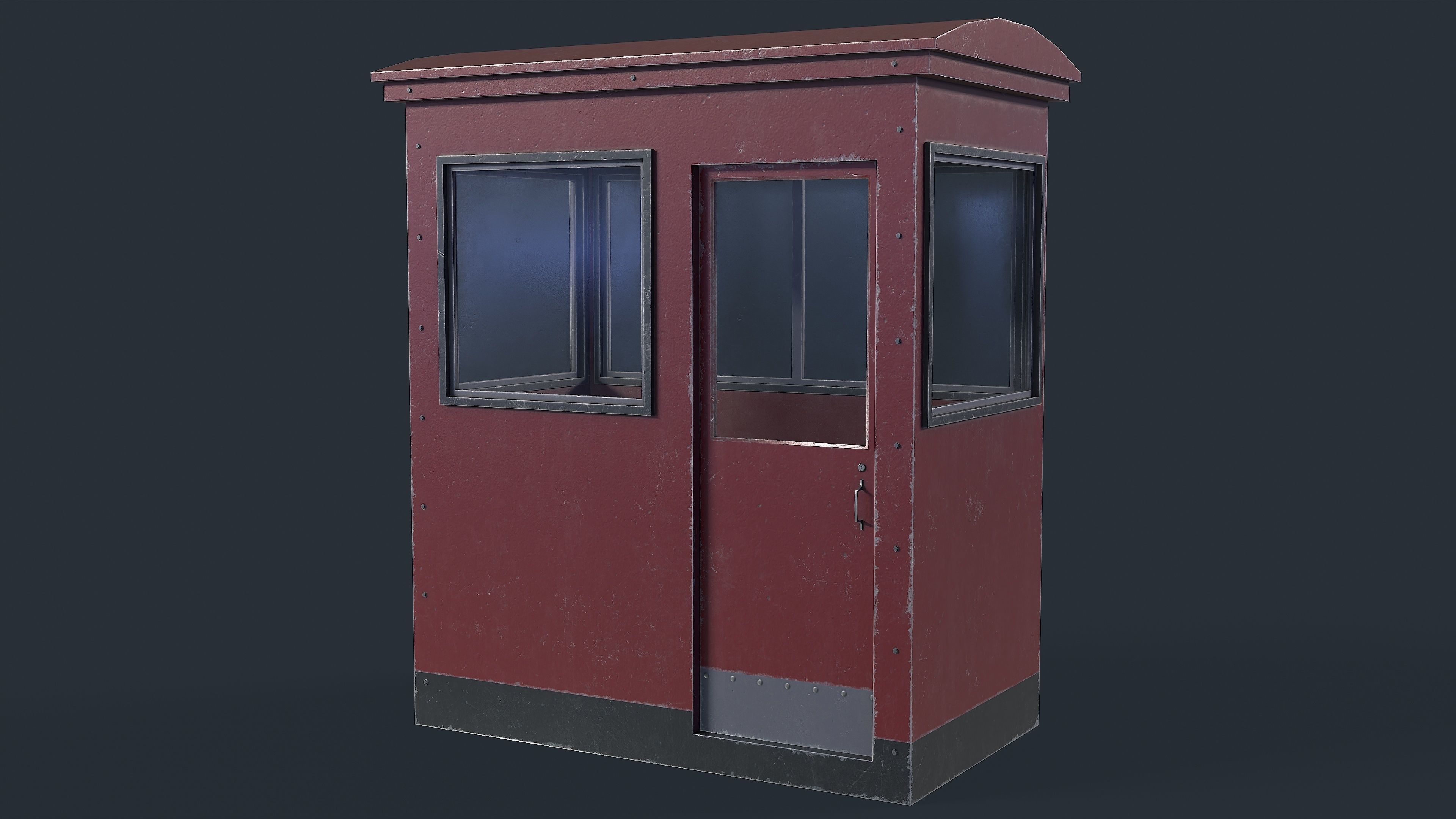 Checkpoint Security Booth Low-poly 3D model_3