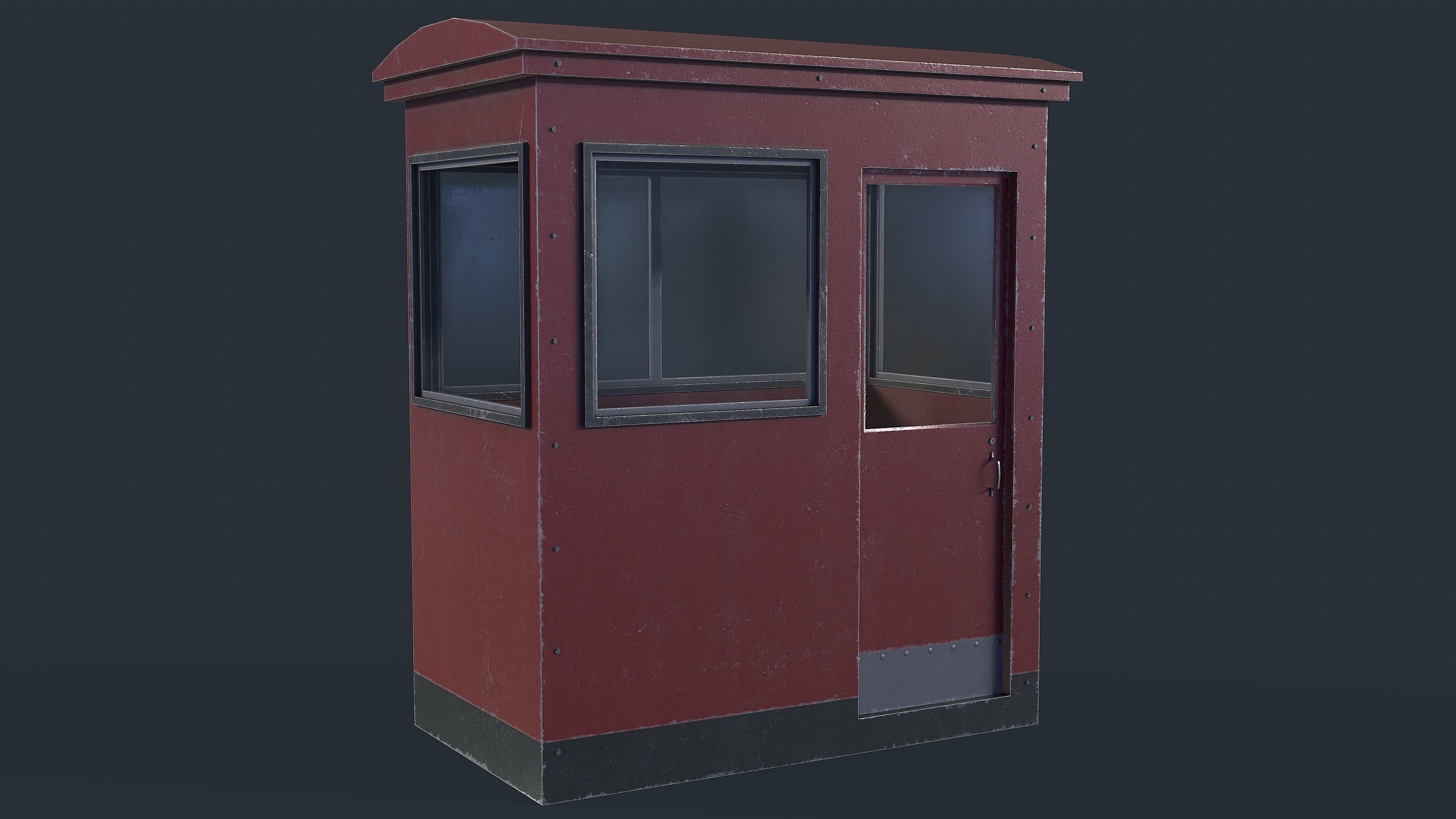 Checkpoint Security Booth Low-poly 3D model_7