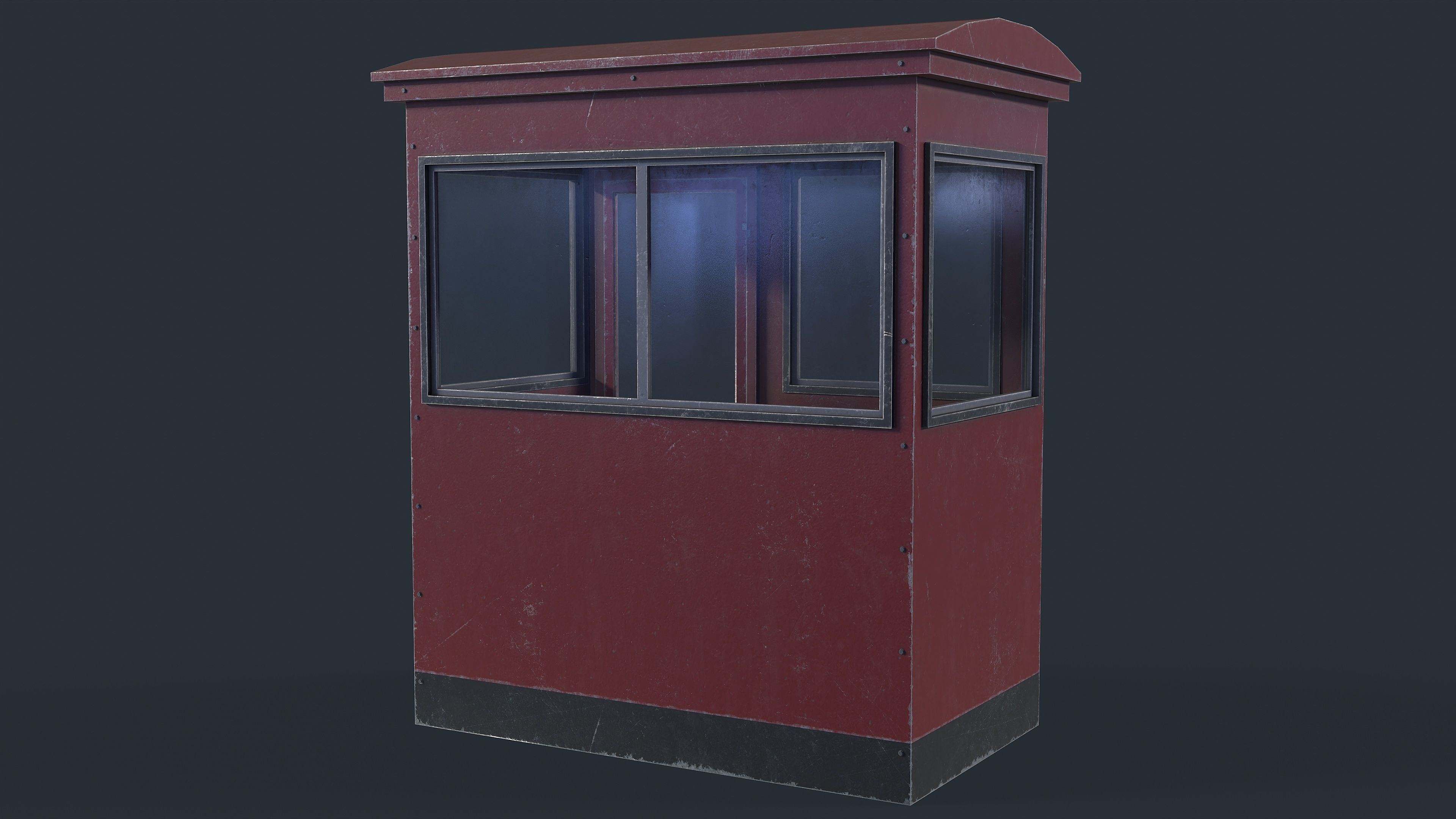 Checkpoint Security Booth Low-poly 3D model_11