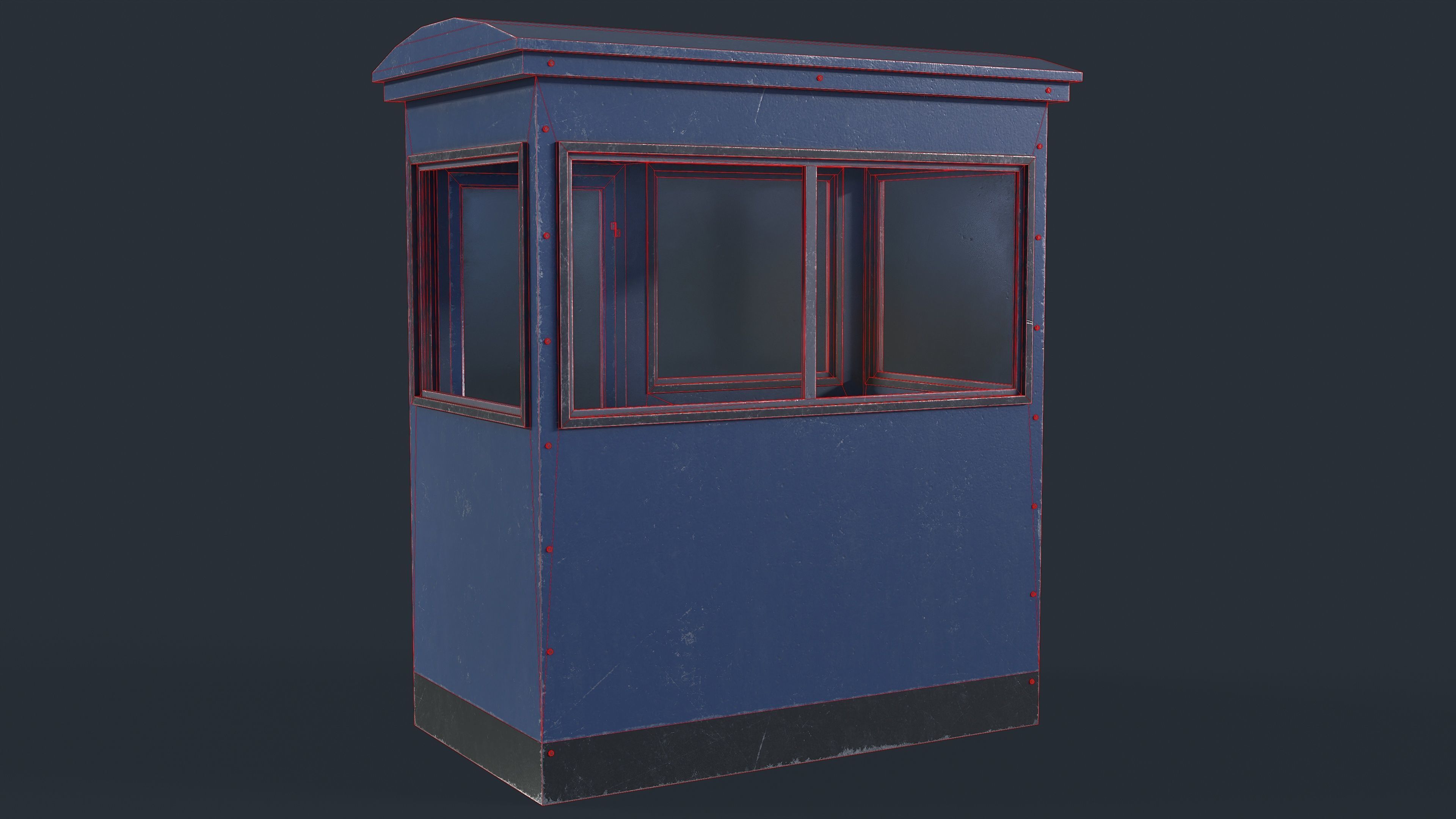 Checkpoint Security Booth Low-poly 3D model_17