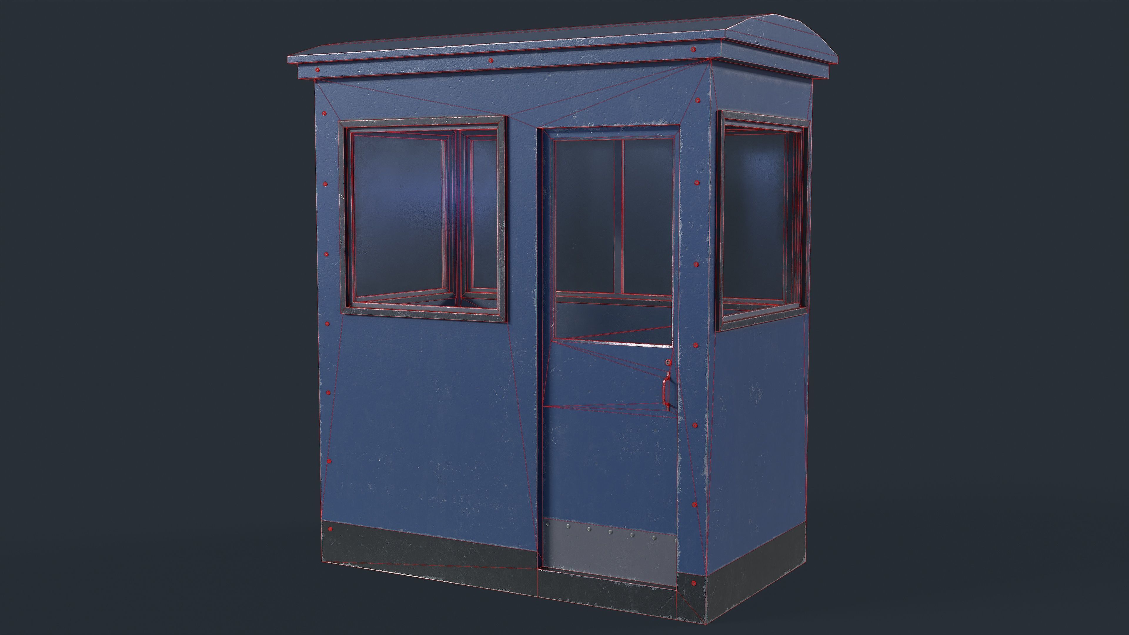 Checkpoint Security Booth Low-poly 3D model_5