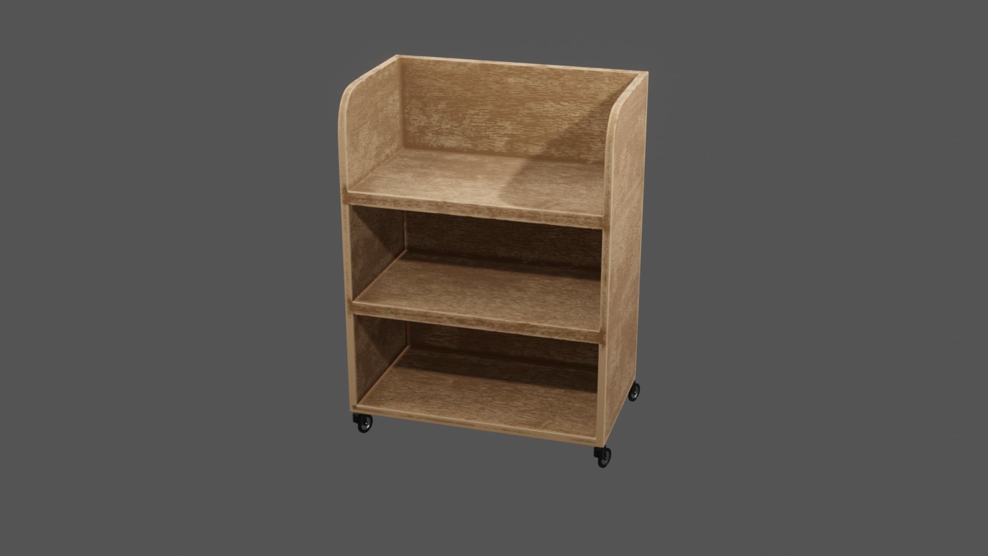 Lowpoly Bookshelf bookcase on wheels Low-poly 3D model_1
