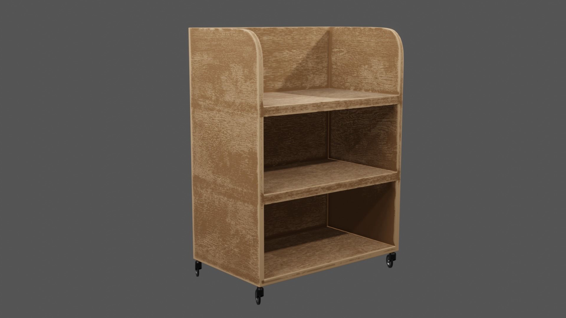 Lowpoly Bookshelf bookcase on wheels Low-poly 3D model_2