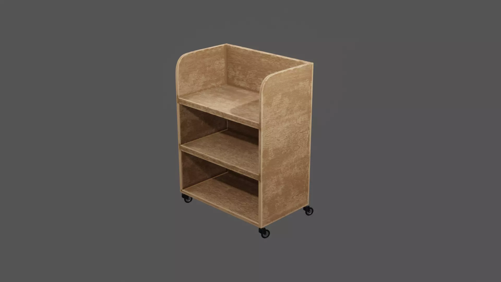 Lowpoly Bookshelf bookcase on wheels Low-poly 3D model_0