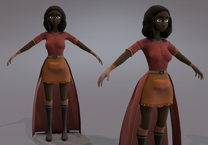 black woman middle age Low-poly 3D model