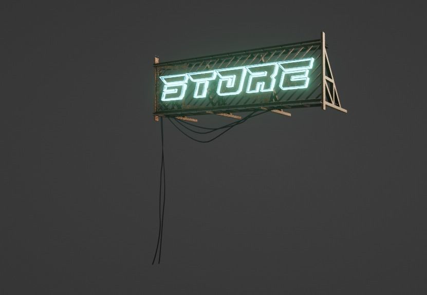 Cyberpunk Sign Board Low-poly 3D model_1