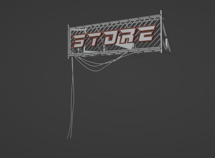 Cyberpunk Sign Board Low-poly 3D model_7