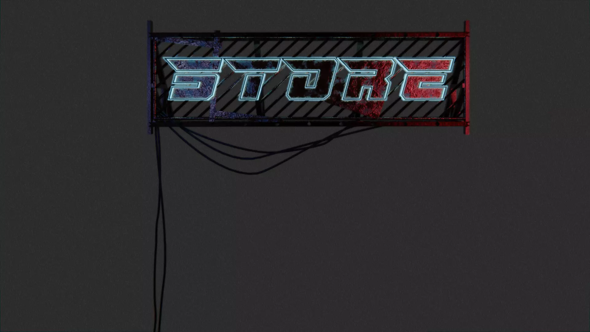 Cyberpunk Sign Board Low-poly 3D model_0
