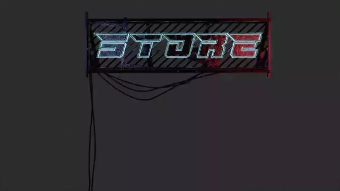 Cyberpunk Sign Board Low-poly 3D model