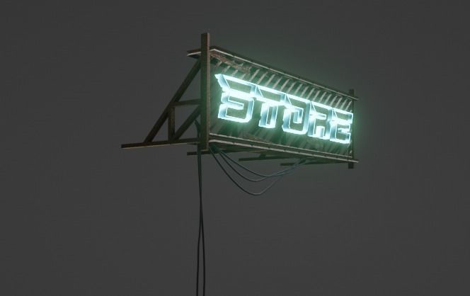 Cyberpunk Sign Board Low-poly 3D model_2